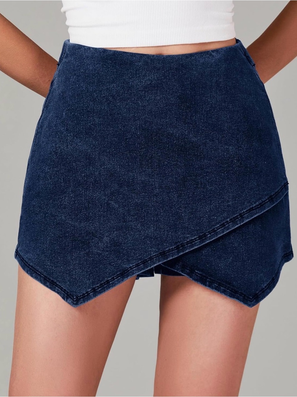 Denim Wrap Skort - Navy
